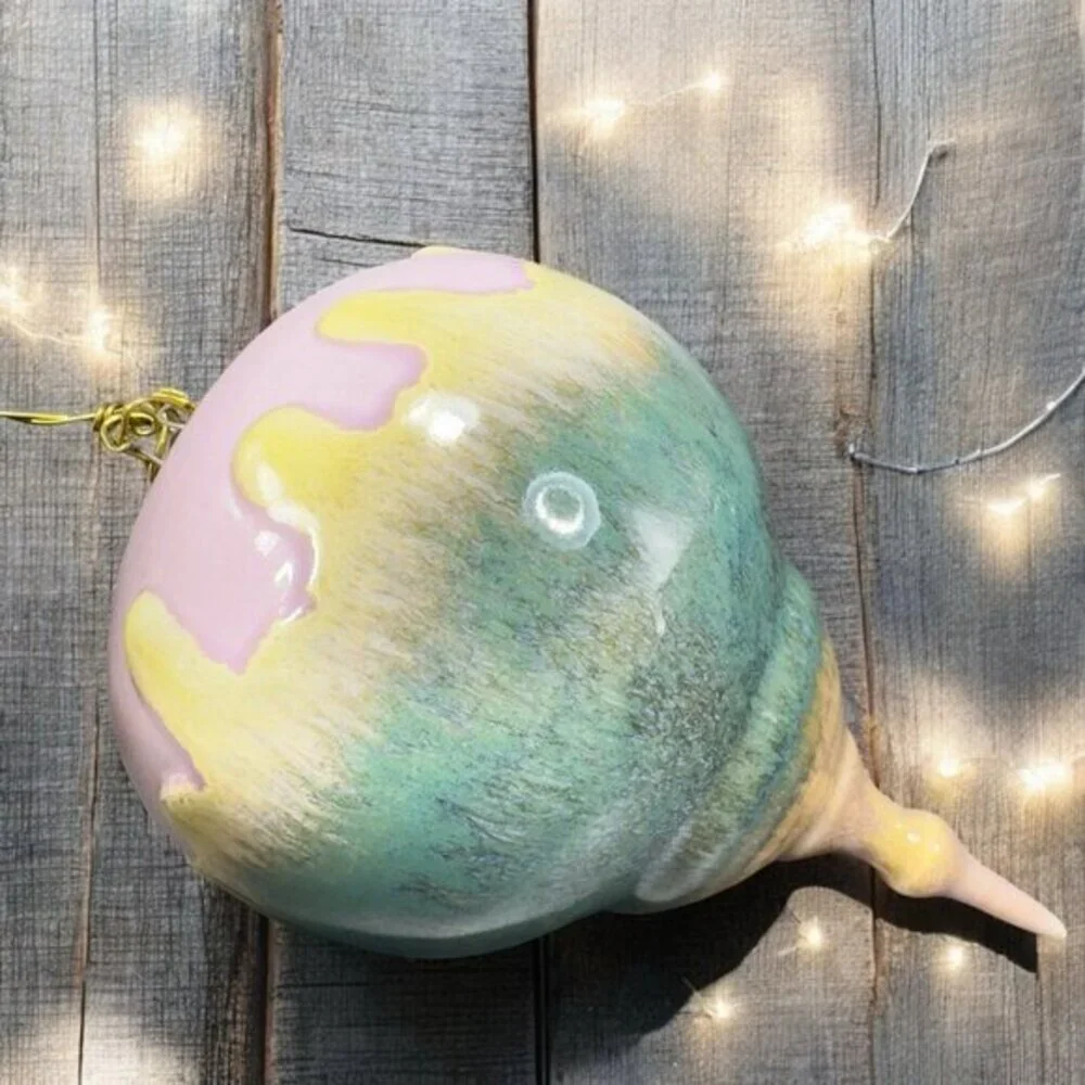 Hand Made Studio Pottery‎ Ornament Hanging Orb Figurine Drip Flambe Glaze VTG